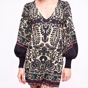 Free People Music & Lyrics Puff Bishop Sleeve Whimsy Cottage Knit Sweater Dress